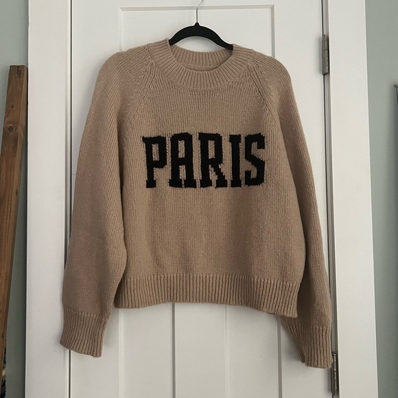 Anine Bing Kendrick Wool Cashmere Blend Crewneck Sweater Camel NEW with tags - Picture 3 of 13